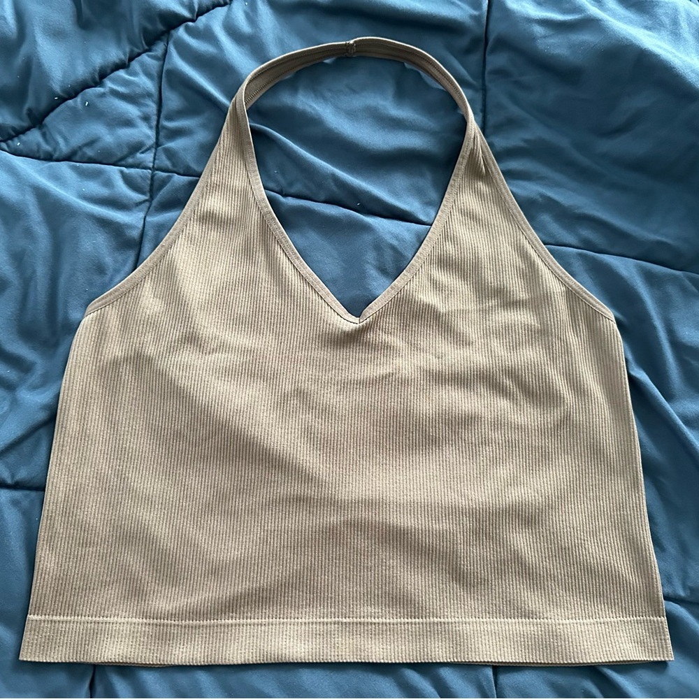 SO Ribbed Halter Top - Brown
